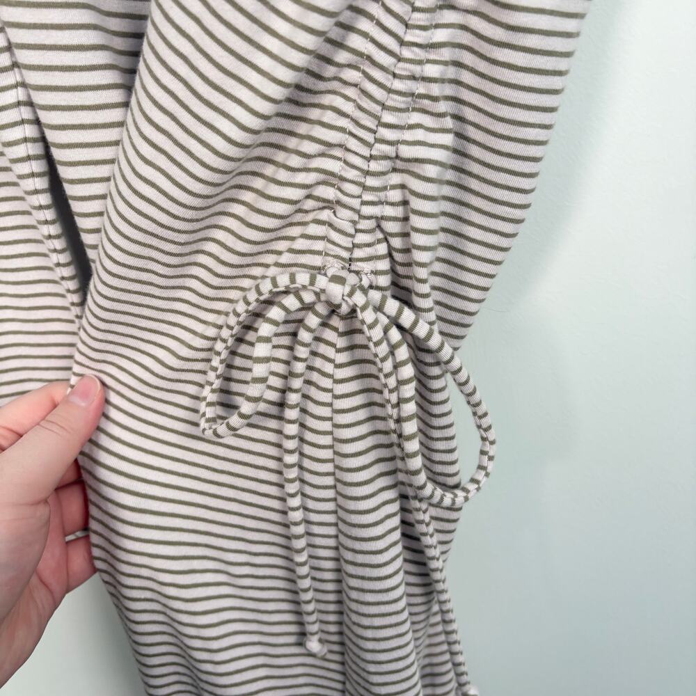 Anthropologie Daily Practice Striped Long Sleeve Slit Fitted Ruched Maxi Dress - Picture 6 of 13